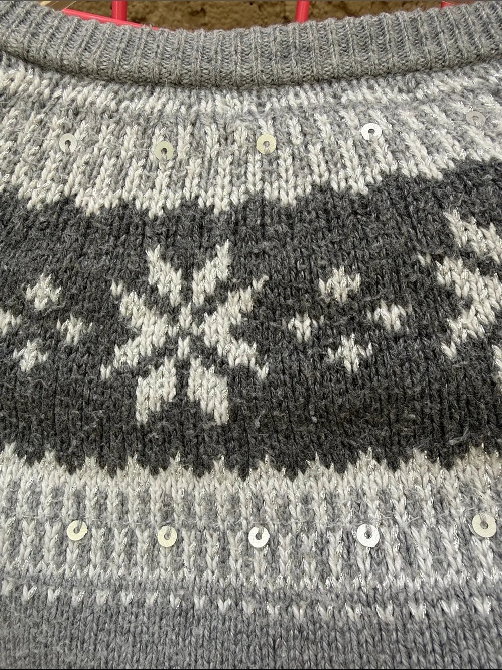 Light gray/silver GAP Snowflake Yoke Sweater